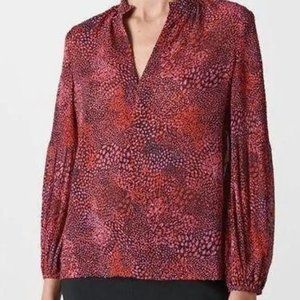 Whistles Black/Red/Pink Abstract Animal Print Blouse